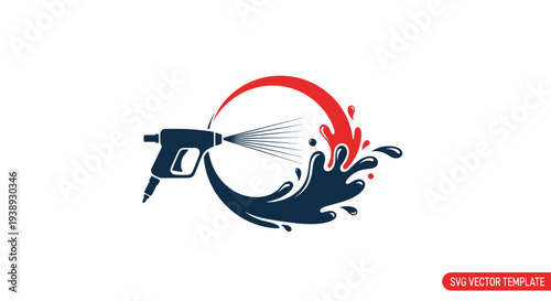 Pressure Washer Gun Spraying Water Logo - Cleaning Service Icon