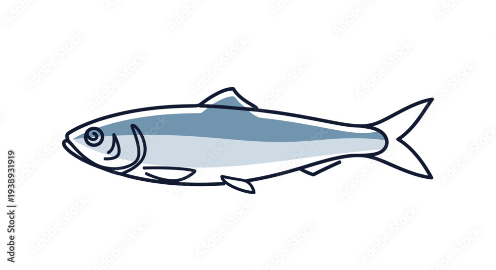 Φωτογραφία Illustration of a single herring fish, isolated on white background