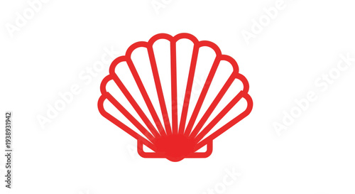 Red Seashell Icon on White Background