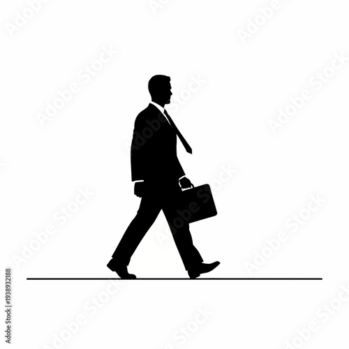 Businessman Walking with Briefcase Silhouette.
