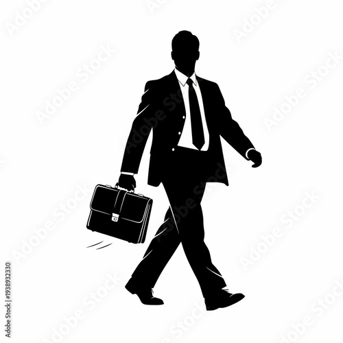 Businessman Walking with Briefcase in Hand.