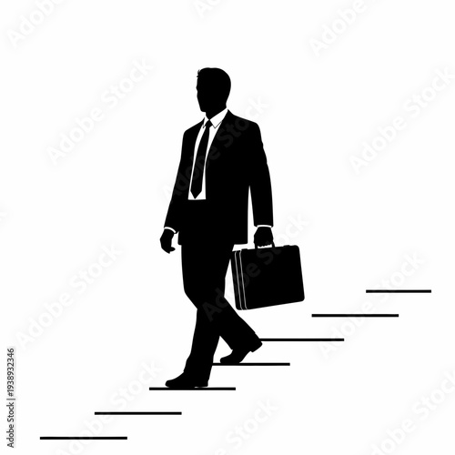 Businessman Walking with Briefcase Silhouette.