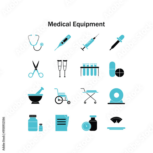 Set of Medical Equipment and Healthcare Icons