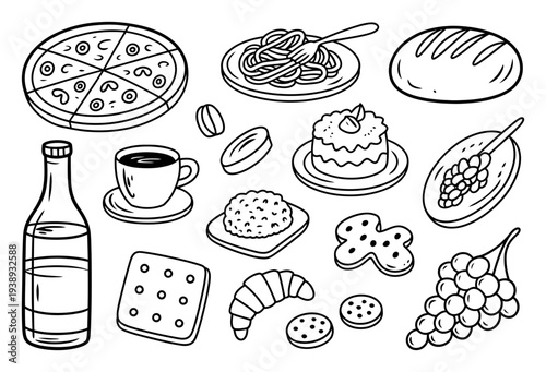 A Whimsical Collection of Hand-Drawn Food and Drink