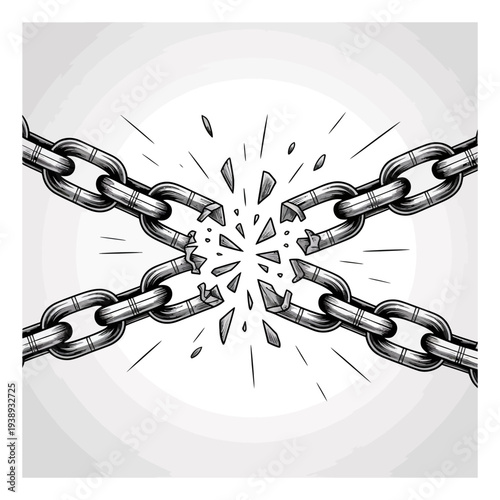 Broken Chain Symbolizing Freedom and Breaking Barriers