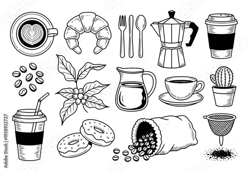 Coffee and Pastry A Hand-Drawn Collection