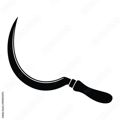 Sickle tool Icon Silhouette vector black design on a white background