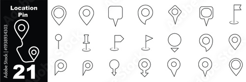 Location, map, and pin icon collection. GPS, place, markers, pin poing, position, and navigation icons set. Vector illustration transparent background