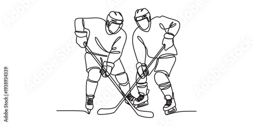 Ice hockey players competing, fighting for puck, action on rink, sports