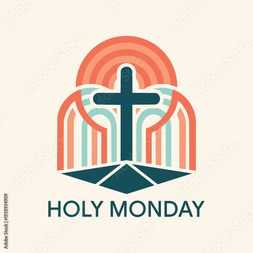 Holy Monday Christian Cross Design