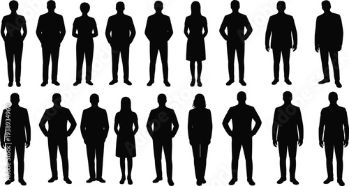 Business people silhouettes set, professional men and women standing corporate team characters isolated for office staff concept illustration