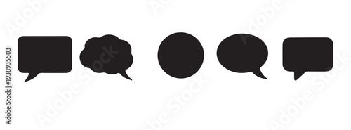 Simple black message bubbles set for mobile application interface design vector illustration