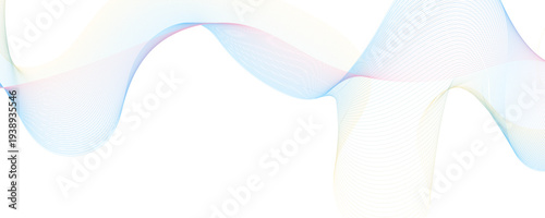 Abstract blue purple gradient flowing wave lines on white background. Modern colorful wavy lines pattern design element. Suit for poster, website, banner, presentation, cover, brochure, flyer, header