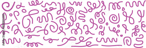 Vibrant purple squiggles on white background