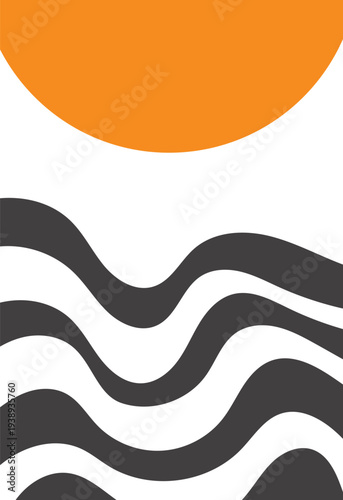 Design wall art sun liquid nordic abstract