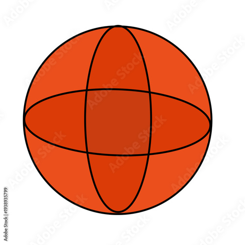 Minimalist orange globe icon with black outlines representing connectivity and global network.