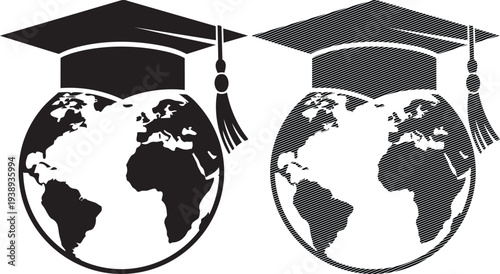 Graduation caps symbolizing global education and academic achievement worldwide