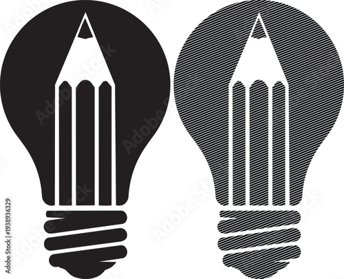 Creative lightbulb concepts featuring pencils as filaments for innovative ideas