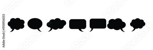 Black speech and thought bubbles in various shapes on white background vector