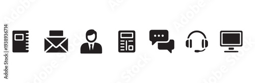 Contact us icon set isolated on white background. Communication and customer service symbols