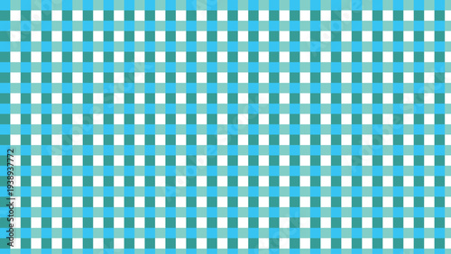 Minimal Turquoise Gingham Checkered Pattern Background, Seamless Square Fabric Texture for Textile, Tablecloth and Retro Design