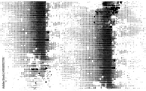 Black abstract half tone vector dots background texture. 