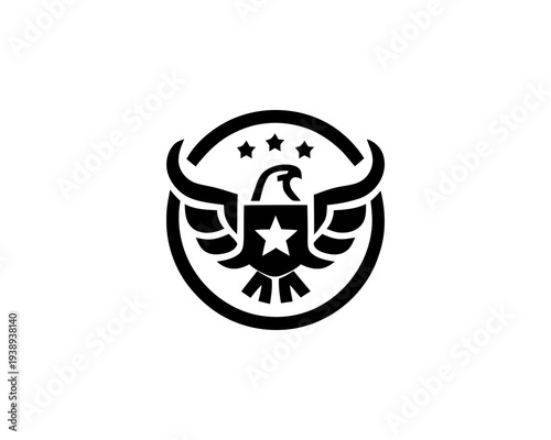 Eagle Emblem with Shield and Stars for Patriotic Symbolism