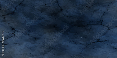 Abstract the striking texture of aged, cracked, and shadowed marble. The image displays a cool color palette with deep blues and blacks, giving it a mysterious and moody feel.