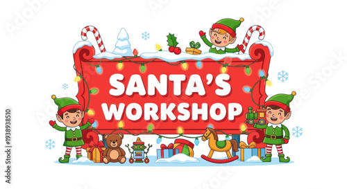 Santa's Workshop: Christmas Elves and Toys illustration