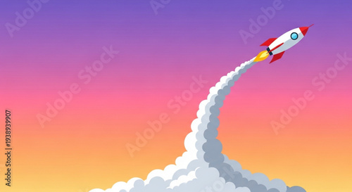 Stunning rocket launch with vibrant colorful sky