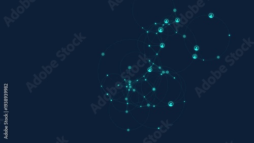 Digital network illustration showing interconnected users and data points in an abstract technological environment.