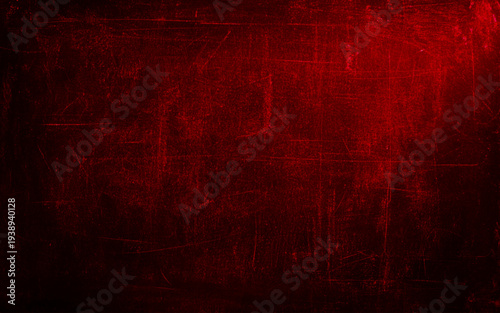 Intense dark grunge art with distressed red paint splatter and scratch textured background.