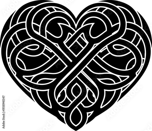 A black and white celtic heart design Vector