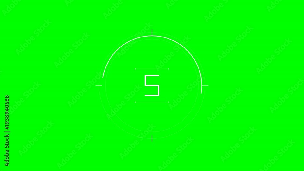 10 Seconds Countdown Timer Animation with Numbers and Icons on Green ...