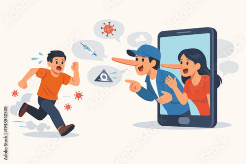 Fake News and Misleading Information about Coronavirus COVID-19 Pandemic Spreading on Social Media and Internet via Smartphone with People Lying and Creating Fear with Conspiracy Theory Hoax