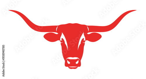 Red Longhorn Bull Head Silhouette Graphic