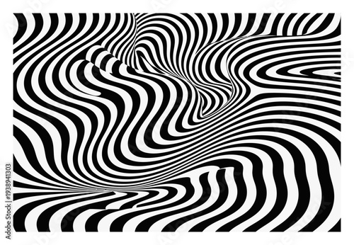Black and White Op Waves Creating a Psychedelic Illusion