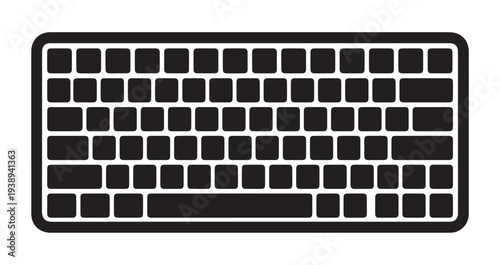 Minimalist black silhouette icon of a compact computer keyboard Icon Silhouette vector black design on a white background