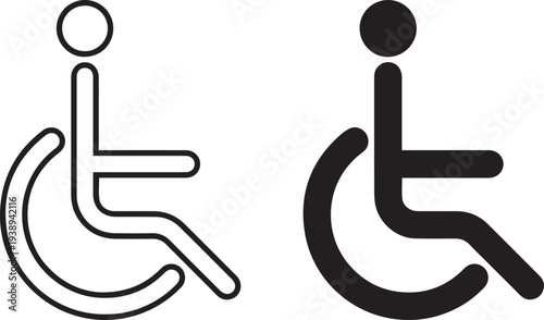 person in wheelchair icon, simple flat design, vector graphic vector illustration