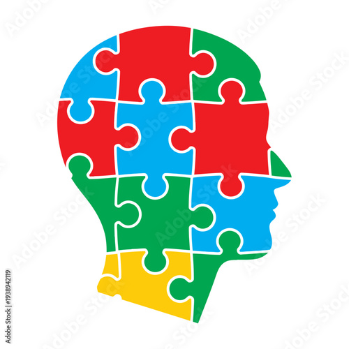Human Head Puzzle Pieces Profile View.