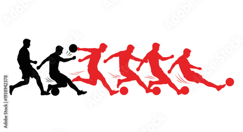 Football Player Silhouette Kicking Ball Sequence Motion Graphic