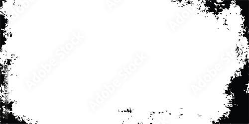 Vintage black and white grunge frame vector with a floral ink pattern and dirty paper texture for a retro style border design