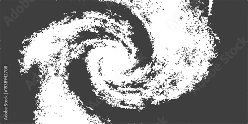 Abstract black and white grunge background featuring a swirling vector pattern of waves and spiral lines to create a textured artistic design