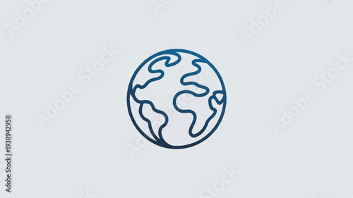 Earth globe icon with blue outline on light gray background symbolizing eco concepts