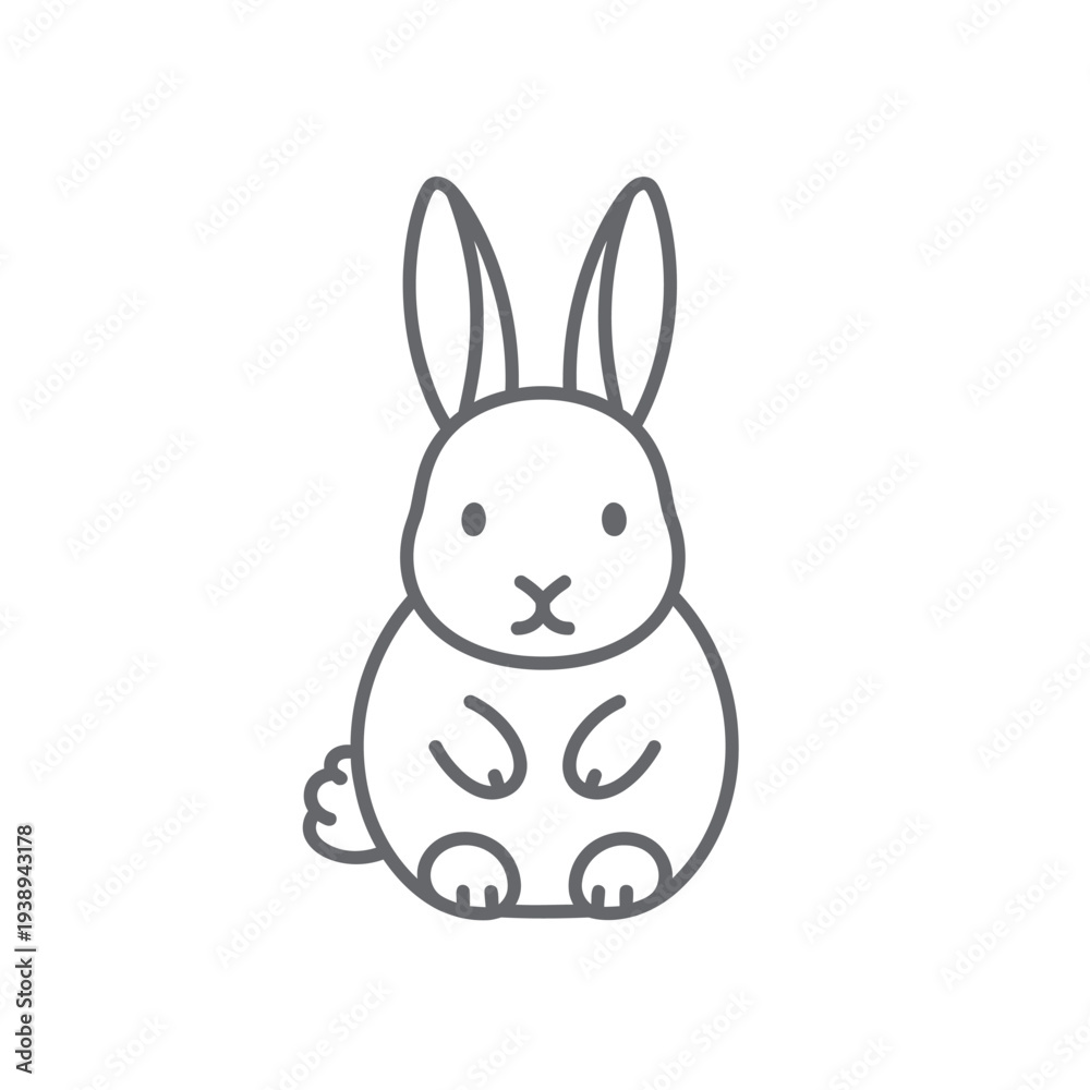 Fototapeta premium Cute Minimalist Rabbit Outline Illustration.