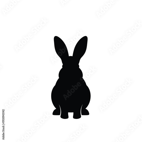 Black silhouette of a rabbit on a white background.