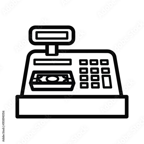 Cash register with money icon.