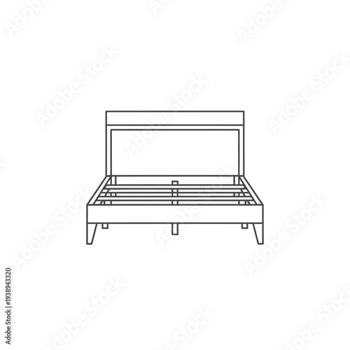 Minimalist Bed Frame Line Art Illustration.