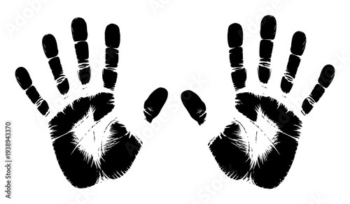 Black Handprints on White Background, Symbolizing Connection and Identity