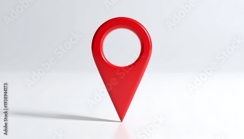 Free Download A bright red location marker stands on a clean white surface - GFXLoad